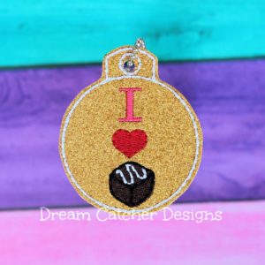 In The Hoop I Heart Chocolate Key Fob Keychain Felt Embroidery Design