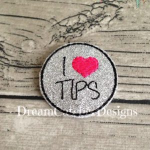 In The Hoop I Heart Tips Badge Pin Feltie Embroidery Design