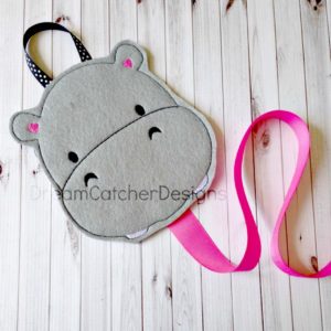 In The Hoop Hippo Bow Holder Felt Embroidery Design