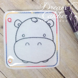 In The Hoop Hippo Coloring Page Embroidery Design