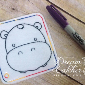 In The Hoop Hippo Coloring Page Embroidery Design