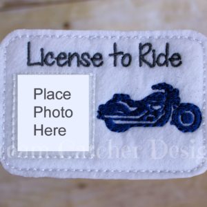 In The Hoop Felt License to Ride License Pretend Play Embroidery Design