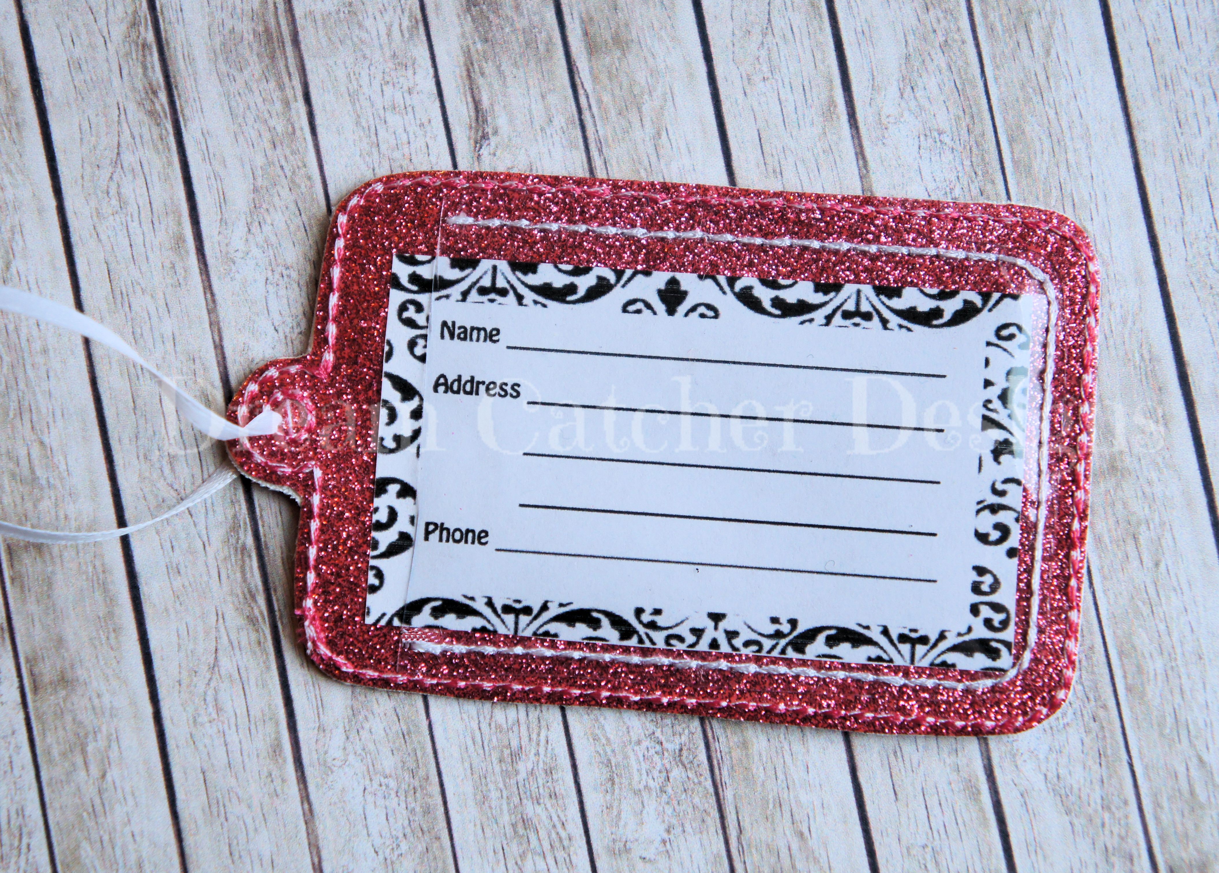 embroidered luggage tag