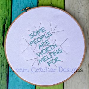 Some People Are Worth Melting For Redwork Sketch Hoop Art Embroidery Design
