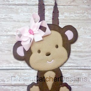 In The Hoop Monkey Bow Holder Felt Embroidery Design