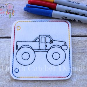 In The Hoop Monster Truck Coloring Page Embroidery Design