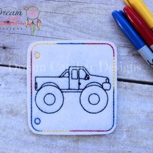 In The Hoop Monster Truck Coloring Page Embroidery Design