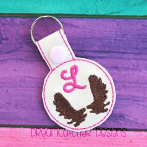 In The Hoop Moose Antlers Monogram Key Fob Keychain Felt Embroidery Design