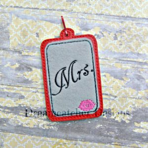 In The Hoop Mrs Felt Luggage Tag Embroidery Design