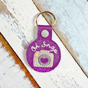 In The Hoop Oh Snap Camera Key Fob Keychain Felt Embroidery Design