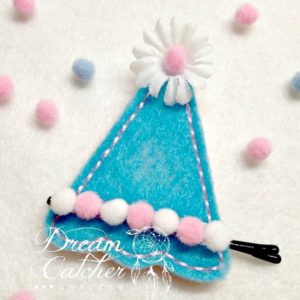 In The Hoop Birthday Party Hat Bobby Pin Felt Embroidery Design
