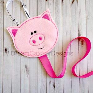 In The Hoop Pig Bow Holder Felt Embroidery Design