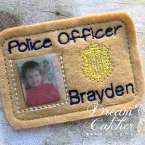 In The Hoop Felt Police Officer License Pretend Play Embroidery Design