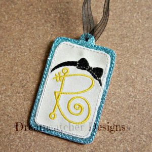 In The Hoop Princess Bow Felt Luggage Tag Embroidery Design