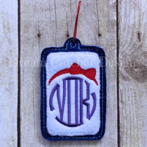 In The Hoop Princess Bow Felt Luggage Tag Embroidery Design