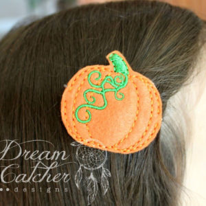 In The Hoop Pumpkin Bobby Pin Felt Embroidery Design