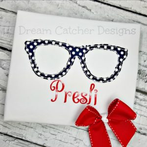 Raggy Geeky Glasses Applique Embroidery Design