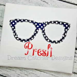 Raggy Geeky Glasses Applique Embroidery Design