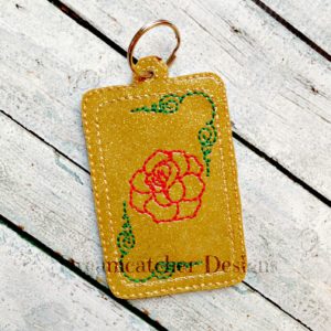 In The Hoop Rose Flower Felt Luggage Tag Embroidery Design