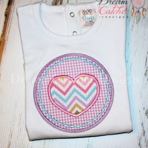 Round Heart Valentine Applique Embroidery Design