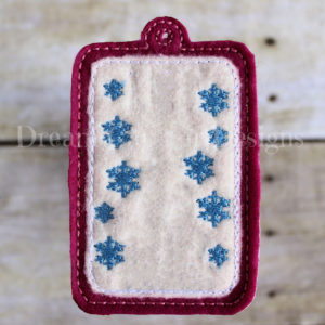 In The Hoop Snowflake Felt Luggage Tag Embroidery Design