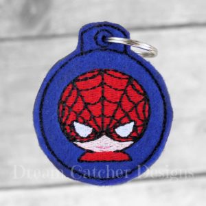 In The Hoop Spider Hero Key Fob Keychain Felt Embroidery Design