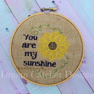 You Are My Sun Shine Redwork Sketch Hoop Art Embroidery Design