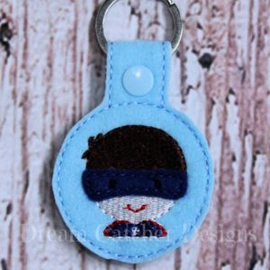In The Hoop Super Hero Key Fob Keychain Felt Embroidery Design