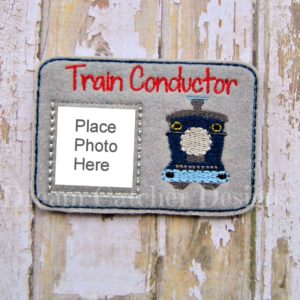 In The Hoop Felt Train Conductor License Pretend Play Embroidery Design