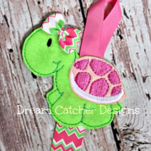In The Hoop Cute Turtle Bow Holder Felt Embroidery Design