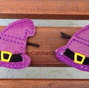 In The Hoop Witch Hat Bobby Pin Felt Embroidery Design