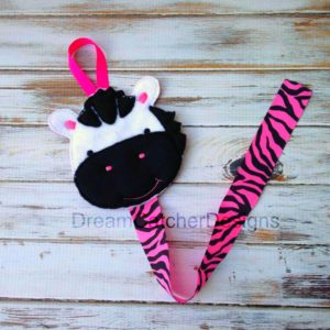 In The Hoop Zebra Bow Holder Felt Embroidery Design