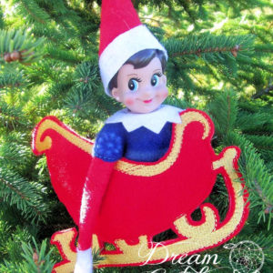 In The Hoop Elf Oversized Santa Sleigh Feltie Embroidery Design