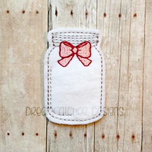 In The Hoop Mason Jar with Bow Feltie Embroidery Design