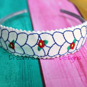 In The Hoop Floral Braided Headband Feltie Embroidery Design