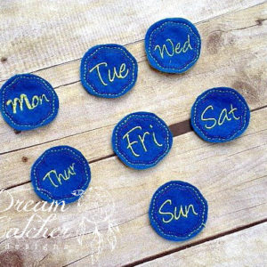 In The Hoop Days of the Week Scalloped  Feltie Embroidery Design