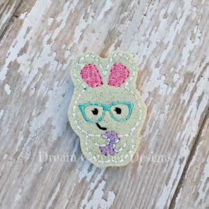 In The Hoop Geeky Easter Bunny Holding Egg Feltie Embroidery Design