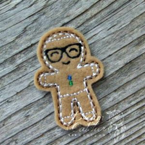 In The Hoop Geeky Gingerbread Boy Feltie Embroidery Design