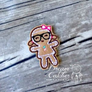 In The Hoop Geeky Gingerbread Girl Feltie Embroidery Design