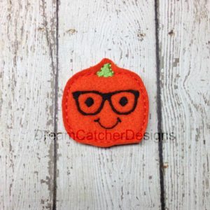 In The Hoop Geeky Pumpkin Feltie Embroidery Design