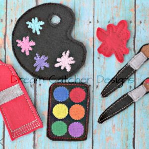 In The Hoop Artist Palette Art Painting Kit Play Set Over Sized Doll Prop Feltie Embroidery Design