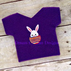 In The Hoop Bunny in Egg Doll T-Shirt Top 18″ Doll Embroidery Design