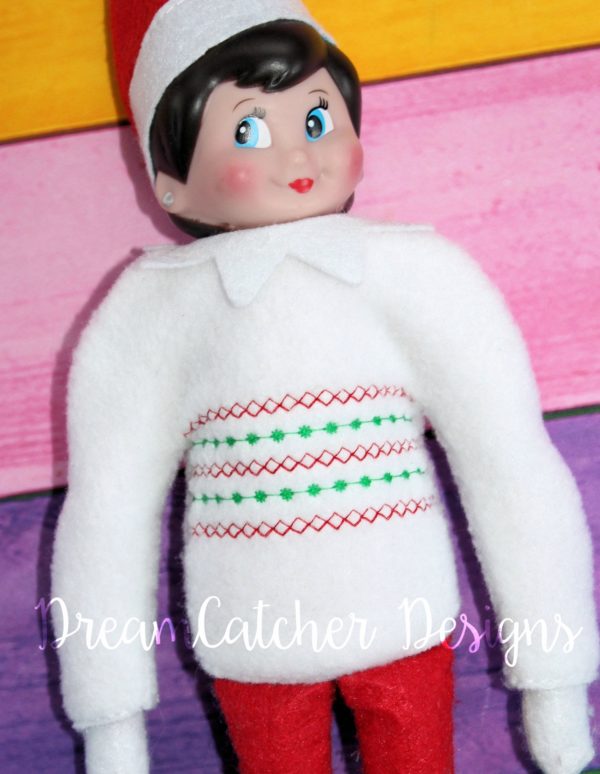 In The Hoop Basic Holiday Sweater Elf/Doll Christmas Embroidery Design ...