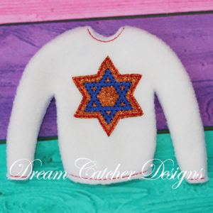 In The Hoop Star of David Holiday Sweater Elf/Doll Christmas Embroidery Design