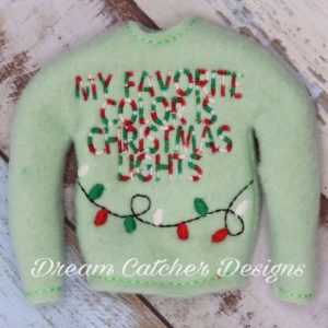 In The Hoop Favorite Color Holiday Sweater Elf/Doll Christmas Embroidery Design