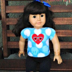 In The Hoop Geeky Heart Doll T-Shirt Top 18″ Doll Embroidery Design