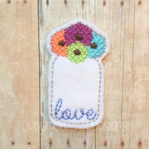 In The Hoop Mason Jar with Flowers Feltie Embroidery Design