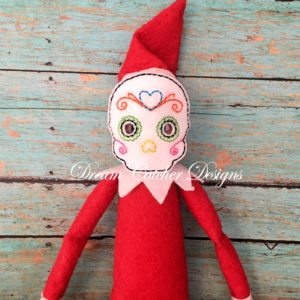 In The Hoop Elf Sugar Skull Mask Halloween Elf/Doll Christmas Feltie Embroidery Design