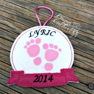 In The Hoop Baby Feet Felt Christmas Holiday Ornament Embroidery Design