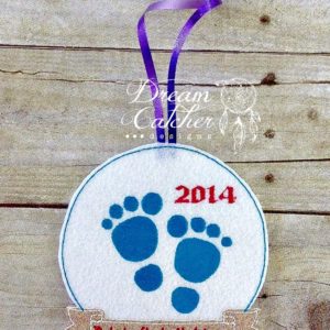 In The Hoop Baby Feet Felt Christmas Holiday Ornament Embroidery Design